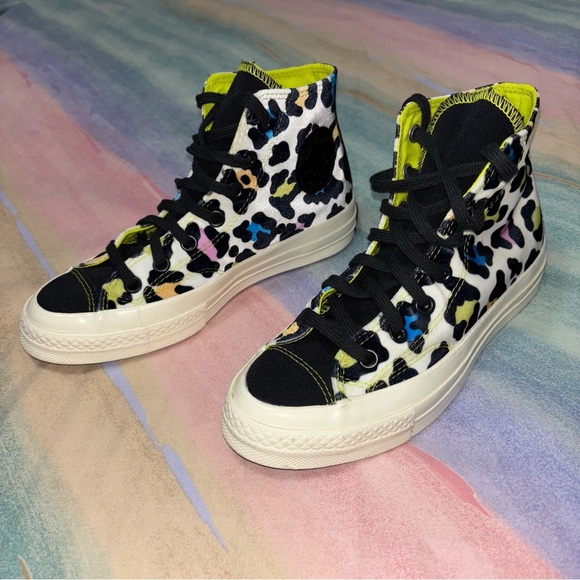 Converse Velvet Rainbow Leopard Chuck Taylor 70 High Top Sneakers size 7.5 - Picture 2 of 10